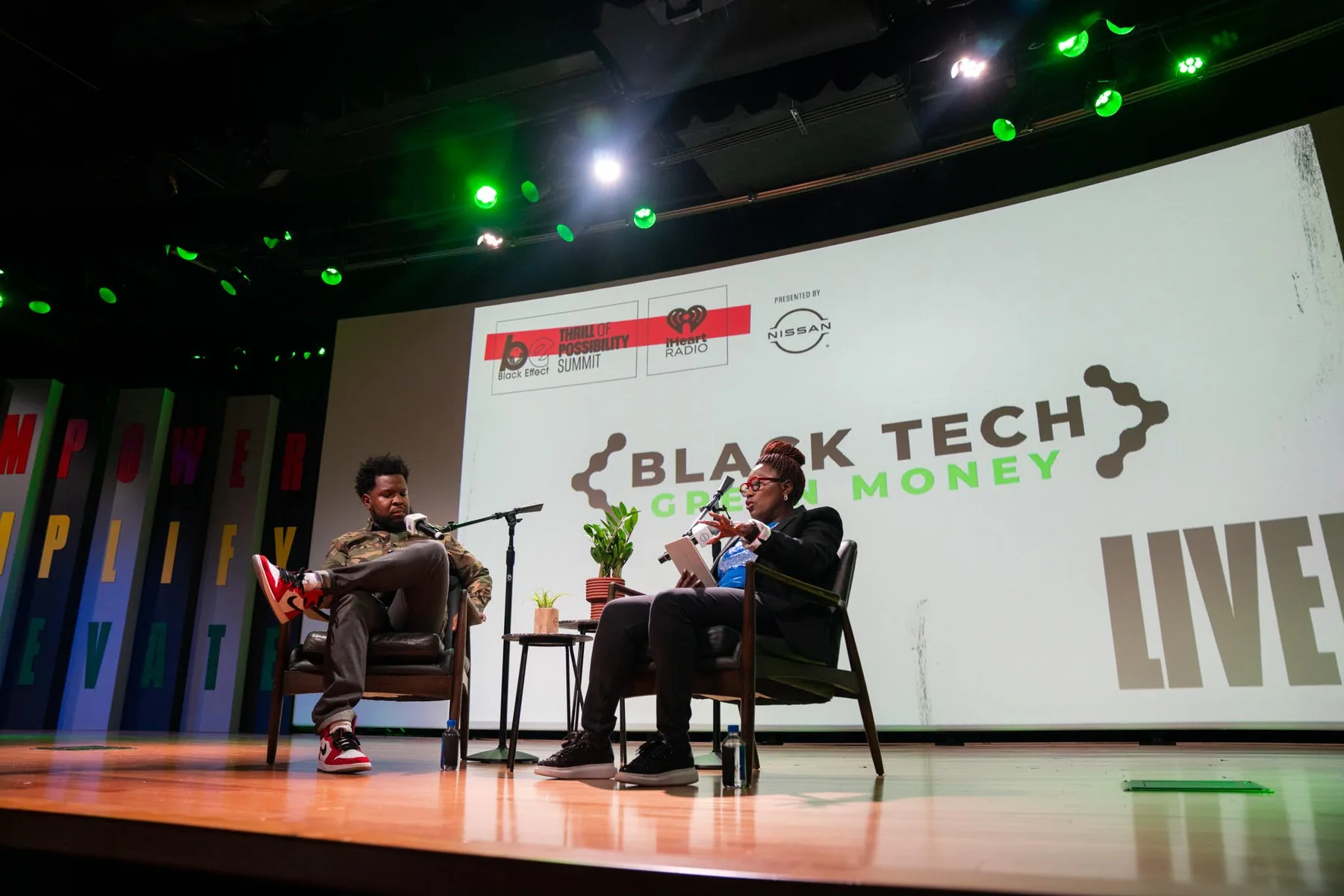 Will Lucas in conversation onstage at a Black Tech Green Money live event presented by Black Effect and iHeartRadio.